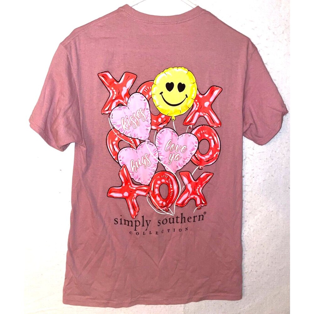 Simply Southern XOXO Womens M 100% Cotton Tshirt Short Sleeve Valentine's Love